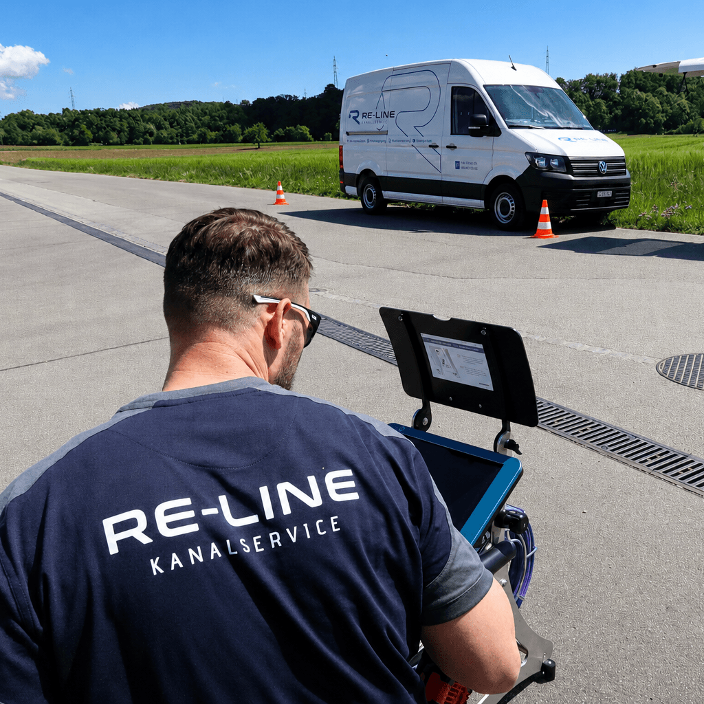 Re-Line Techniker bei der Rohrinstallation vor Ort